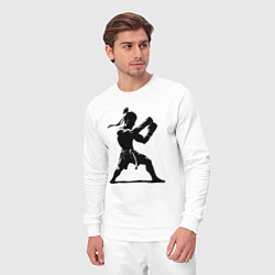 Костюм хлопковый мужской Тайский боксер, цвет: белый — фото 2