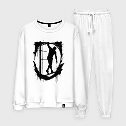Костюм хлопковый мужской Уличная тренировка, цвет: белый
