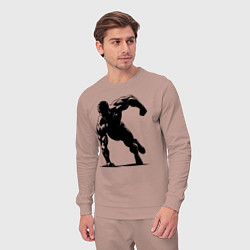 Костюм хлопковый мужской Отжимание на одной руке, цвет: пыльно-розовый — фото 2