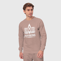 Костюм хлопковый мужской Каякинг движение по волнам, цвет: пыльно-розовый — фото 2