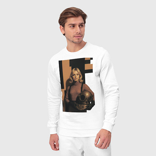 Мужской костюм Девушка водолаз ретро-футуризм поп-арт 1970-е / Белый – фото 3