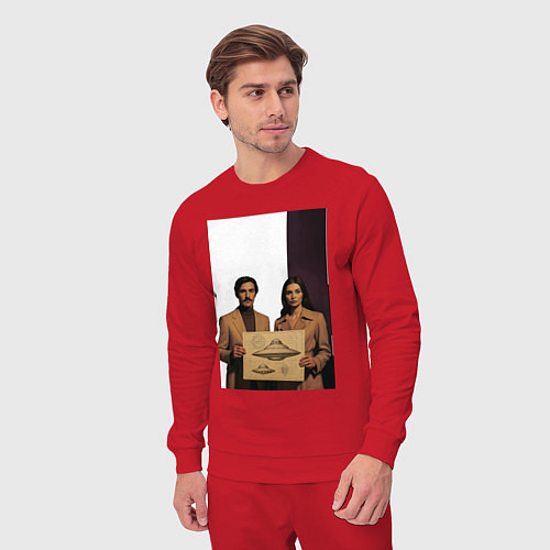 Мужской костюм Мужчина и женщина с чертежом НЛО ретро поп-арт 197 / Красный – фото 3