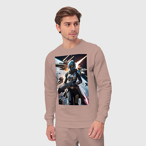 Мужской костюм Девушка-мандалорец летит в космосе / Пыльно-розовый – фото 3