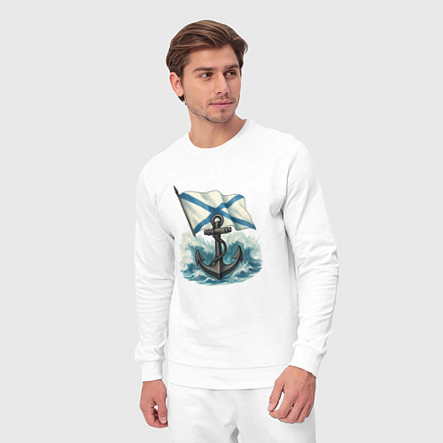 Мужской костюм ВМФ якорь и волны / Белый – фото 3