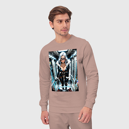 Мужской костюм Черная кошка в сейфе банка / Пыльно-розовый – фото 3