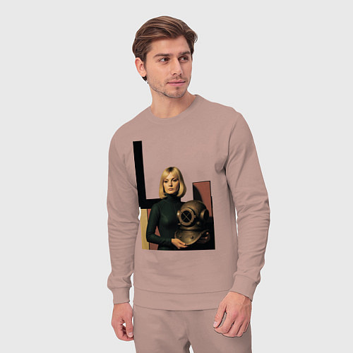 Мужской костюм Девушки и старый водолазный шлем ретрофутуризм поп / Пыльно-розовый – фото 3