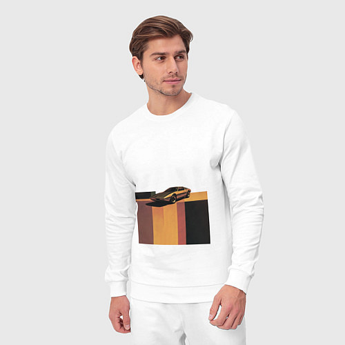 Мужской костюм Ретрофутуризм спорткар поп-арт 1970-е / Белый – фото 3