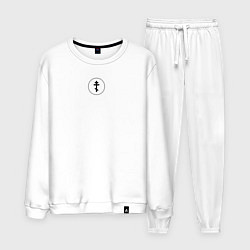 Костюм хлопковый мужской Чаю воскресения мертвым черный арт, цвет: белый