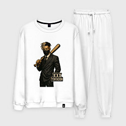 Костюм хлопковый мужской XXXTentacion с битой, цвет: белый