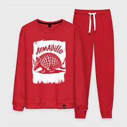 Костюм хлопковый мужской Броненосец черный, цвет: красный