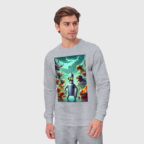 Мужской костюм Bender bending robot among the monsters - ai art f / Меланж – фото 3