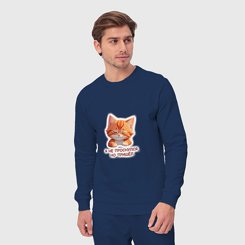 Мужской костюм Сонный рыжий котёнок / Тёмно-синий – фото 3