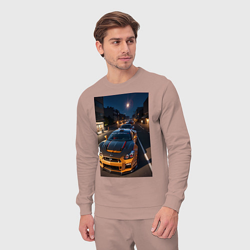 Мужской костюм Гонка суперкаров по ночным улицам / Пыльно-розовый – фото 3