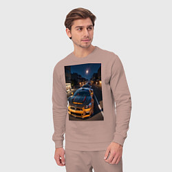 Костюм хлопковый мужской Гонка суперкаров по ночным улицам, цвет: пыльно-розовый — фото 2