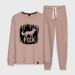 Костюм хлопковый мужской Лис в лесу, цвет: пыльно-розовый