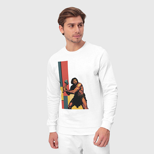 Мужской костюм Поп-арт неандерталец / Белый – фото 3