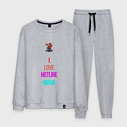 Костюм хлопковый мужской I love Hotline Miami, цвет: меланж
