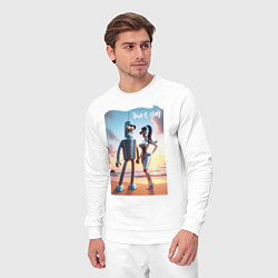 Костюм хлопковый мужской Робот-сгибальщик Бендер со своей чувихой на пляже, цвет: белый — фото 2