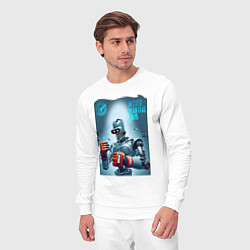 Костюм хлопковый мужской Bender bending robot - mixed martial artist, цвет: белый — фото 2