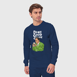 Костюм хлопковый мужской Damn good coffee, цвет: тёмно-синий — фото 2