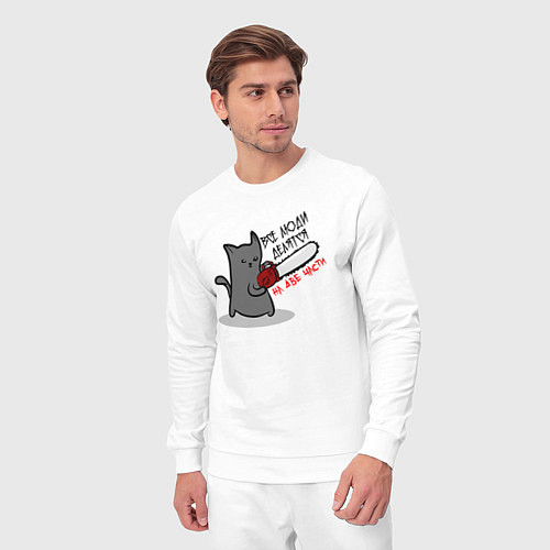 Мужской костюм Кот с бензопилой-люди делятся на две части / Белый – фото 3