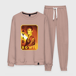 Костюм хлопковый мужской Портрет - Дэвид Боуи, цвет: пыльно-розовый