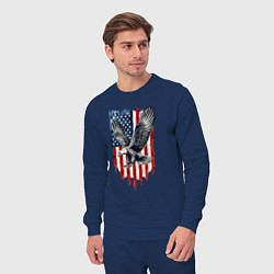 Костюм хлопковый мужской Орёл на фоне американского флага USA, цвет: тёмно-синий — фото 2