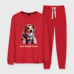 Костюм хлопковый мужской Jack Russell Terrier в скафандре, цвет: красный