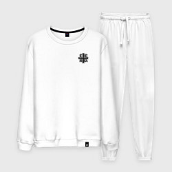 Костюм хлопковый мужской Спаси и сохрани черно-белый орнамент, цвет: белый