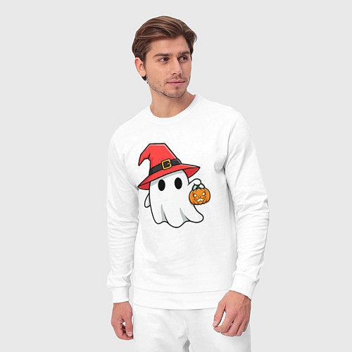 Мужской костюм Призрак в красной шляпе / Белый – фото 3