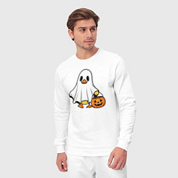 Костюм хлопковый мужской Утенок в костюме приведения - Хэллоуин, цвет: белый — фото 2