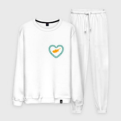 Костюм хлопковый мужской Кипр в сердечке, цвет: белый
