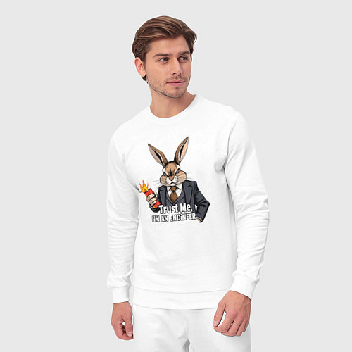 Мужской костюм Кролик с динамитом - trust me im an engineer / Белый – фото 3