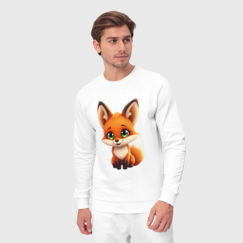 Мужской костюм Пушистая радость: Лисёнок в мультяшном стиле / Белый – фото 3