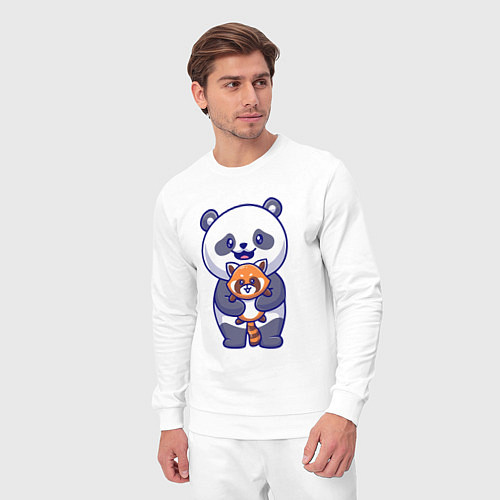 Мужской костюм Две панды / Белый – фото 3