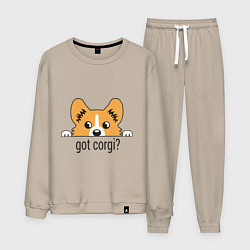 Костюм хлопковый мужской Got Corgi, цвет: миндальный