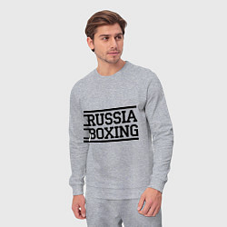 Костюм хлопковый мужской Russia boxing, цвет: меланж — фото 2