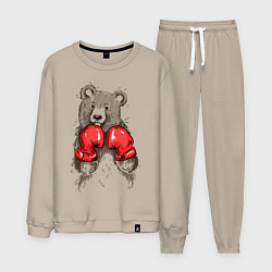 Костюм хлопковый мужской Bear Boxing, цвет: миндальный