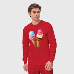 Костюм хлопковый мужской Мороженое, цвет: красный — фото 2