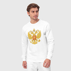 Костюм хлопковый мужской Герб России: золото, цвет: белый — фото 2