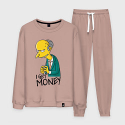 Костюм хлопковый мужской Mr. Burns: I get money, цвет: пыльно-розовый