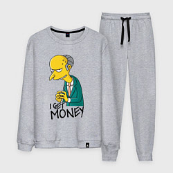 Костюм хлопковый мужской Mr. Burns: I get money, цвет: меланж