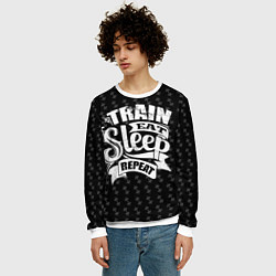Свитшот мужской Train Eat Sleep Repeat, цвет: 3D-белый — фото 2