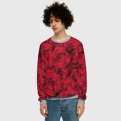 Свитшот мужской Красные розы, цвет: 3D-меланж — фото 2