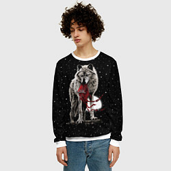 Свитшот мужской Серый волк, цвет: 3D-белый — фото 2