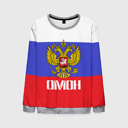 Свитшот мужской ОМОН, флаг и герб России, цвет: 3D-меланж