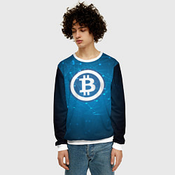 Свитшот мужской Bitcoin Blue, цвет: 3D-белый — фото 2