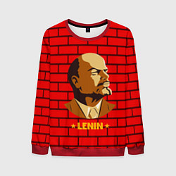 Свитшот мужской Ленин: красная стена, цвет: 3D-красный