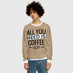 Свитшот мужской All you need is coffee, цвет: 3D-белый — фото 2