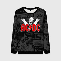 Свитшот мужской AC DC - Homer Simpson, цвет: 3D-черный